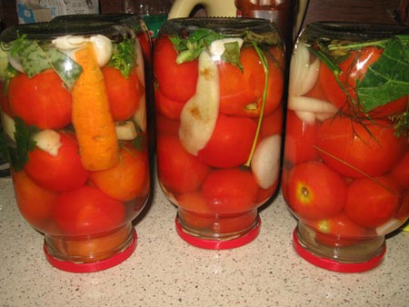 Маринованные помидоры на зиму без стерилизации на литровую банку