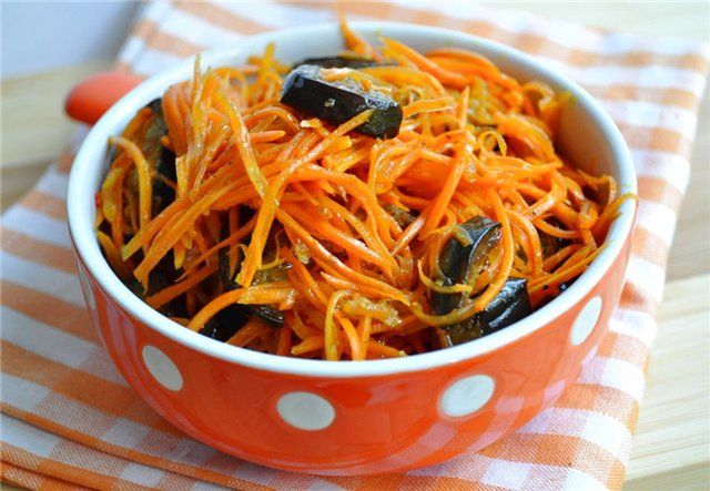Баклажаны с морковью по корейски