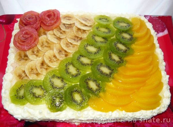 Бисквитный торт с фруктами рецепт с фото