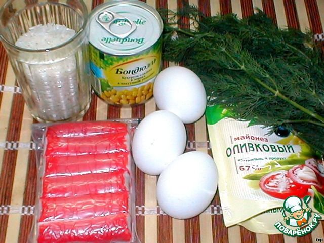 Как готовить крабовый салат с рисом