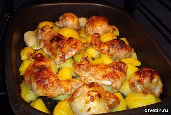 Крылышки куриные с картошкой в духовке с фото