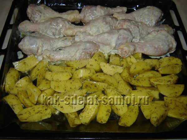 Куриные ножки с картошкой в духовке рецепт