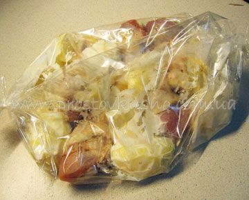 Окорочка с картошкой с майонезом в рукаве в духовке