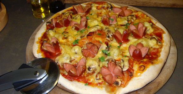 Пицца рецепт с сосисками