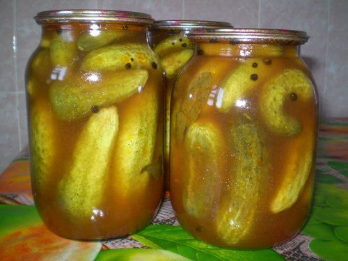 Рецепт консервированных огурцов в томатном соусе