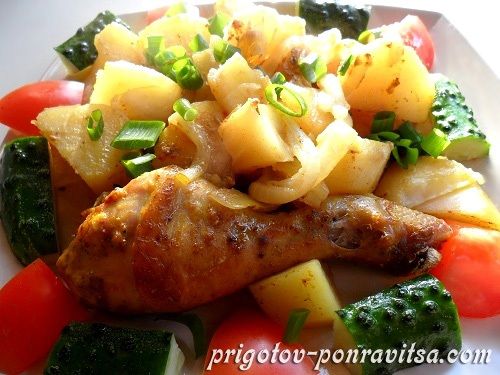 Рецепт куриных ножек с картошкой в рукаве
