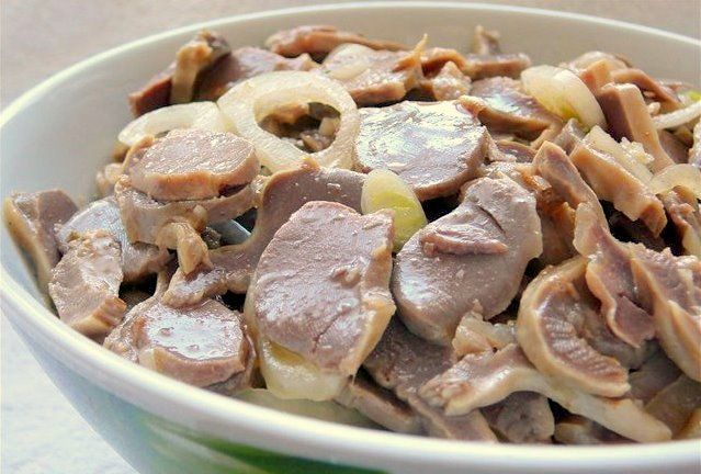 Рецепт приготовления куриных желудков с грибами