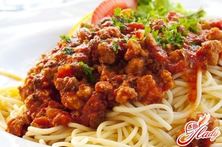 Рецепт спагетти с фаршем