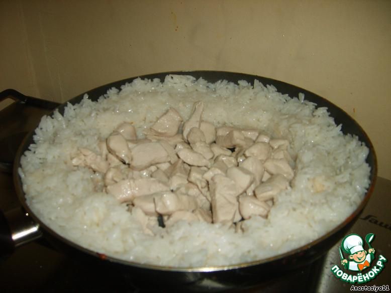 Соте из индейки с рисом