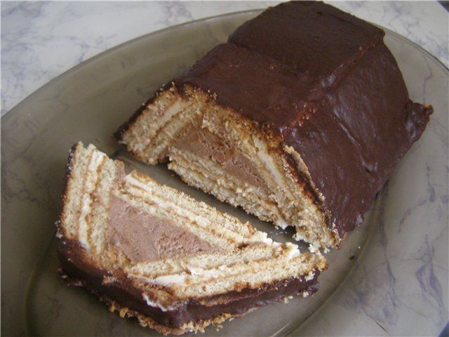 Торт творожный из печенья домик