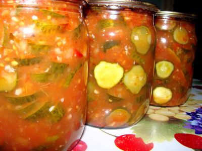 Салат из огурцов и помидоров на зиму без стерилизации