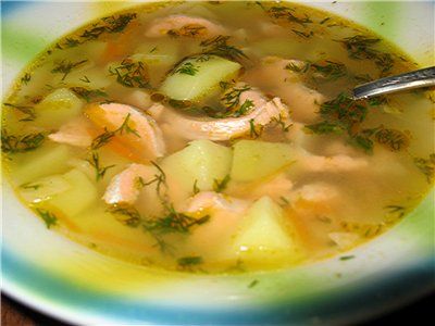 Крем суп с семгой и сливками и плавленными сырками в мультиварке