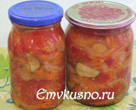 Салат из помидоров, огурцов и болгарского перца на зиму